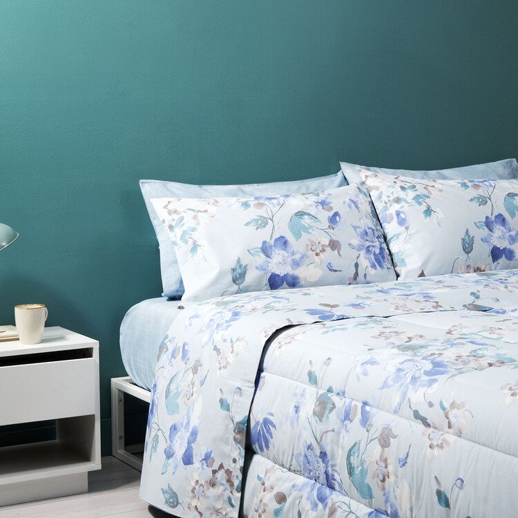 LL Home Set Biancheria Da Letto Trapuntata Regina, 100% Poliestere, Colori Arancione Turchese Bianco, 228x228 Cm