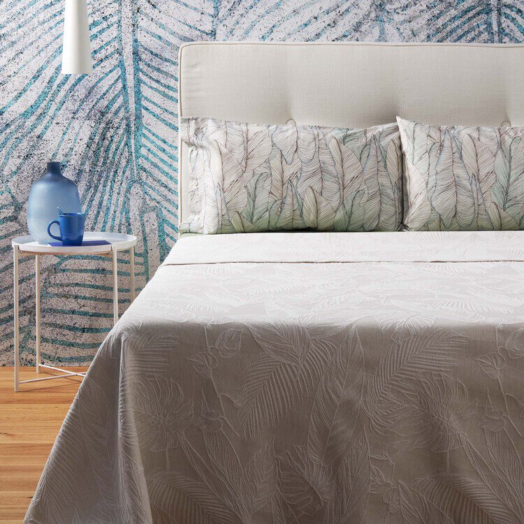 Copripiumino Matrimoniale Foglie Grigie Set di Biancheria da Letto 3 Pezzi in Morbido Microfibra - Copripiumino 150x200 e 2 Federe 50x80 cm, Completo Letto Singolo per Adulti Bambino