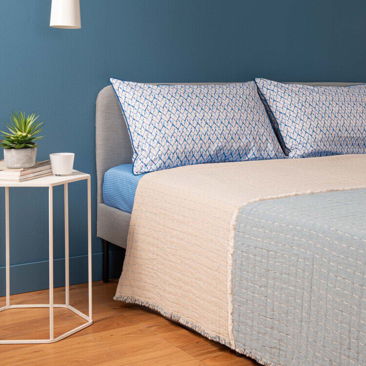 Copriletto Trapuntato In Cotone King Size | Set 3 Pezzi Leggero Con 2 Federe | Colore Avorio